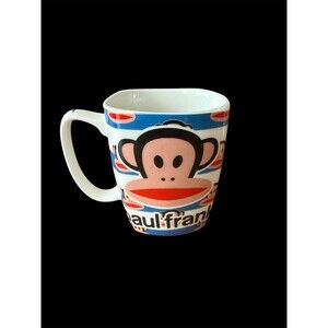Paul Frank Julius Monkey 12 oz‎ Ceramic Coffee Mug Blue White New w/ Sticker